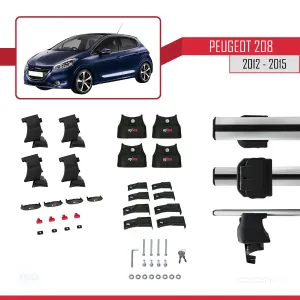 Peugeot 208 2012-2015 Arası ile uyumlu ACE-4 Ara Atkı Tavan Barı GRİ thumb 4