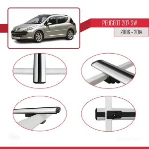 Peugeot 207 SW 2006-2014 Arası ile uyumlu Basic Model Ara Atkı Tavan Barı GRİ 3 ADET thumb 4
