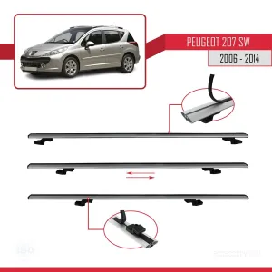 Peugeot 207 SW 2006-2014 Arası ile uyumlu Basic Model Ara Atkı Tavan Barı GRİ 3 ADET thumb 5