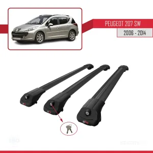 Peugeot 207 SW 2006-2014 Arası ile uyumlu ACE-1 Ara Atkı Tavan Barı SİYAH 3 ADET BAR thumb 4