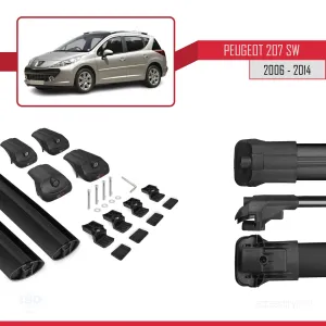 Peugeot 207 SW 2006-2014 Arası ile uyumlu ACE-1 Ara Atkı Tavan Barı SİYAH thumb 5