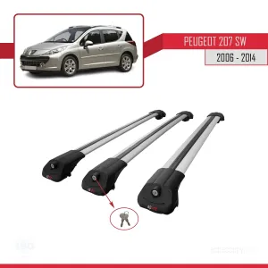 Peugeot 207 SW 2006-2014 Arası ile uyumlu ACE-1 Ara Atkı Tavan Barı GRİ 3 ADET BAR thumb 4
