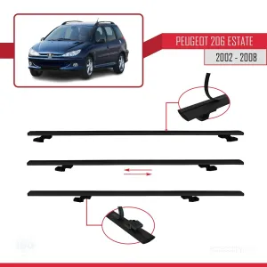 Peugeot 206 Estate 2002-2008 Arası ile uyumlu Basic Model Ara Atkı Tavan Barı SİYAH 3 ADET thumb 5