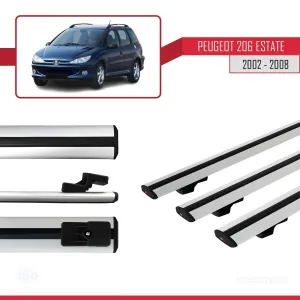 Peugeot 206 Estate 2002-2008 Arası ile uyumlu Basic Model Ara Atkı Tavan Barı GRİ 3 ADET thumb 3