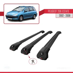 Peugeot 206 Estate 2002-2008 Arası ile uyumlu ACE-1 Ara Atkı Tavan Barı SİYAH 3 ADET BAR thumb 4