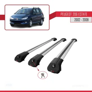Peugeot 206 Estate 2002-2008 Arası ile uyumlu ACE-1 Ara Atkı Tavan Barı GRİ 3 ADET BAR thumb 4