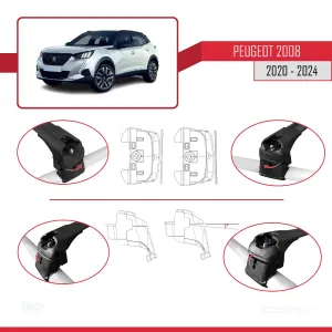 Peugeot 2008 2020 ve Sonrası ile uyumlu ACE-2 Ara Atkı Tavan Barı SİYAH thumb 5