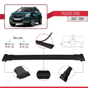 Peugeot 2008 2013-2019 Arası ile Uyumlu FLY Model Ara Atkı Tavan Barı SİYAH 3 ADET BAR thumb 4