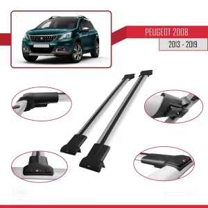 Peugeot 2008 2013-2019 Arası ile uyumlu FLY Model Ara Atkı Tavan Barı GRİ thumb 5