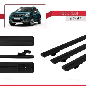 Peugeot 2008 2013-2019 Arası ile uyumlu Basic Model Ara Atkı Tavan Barı SİYAH 3 ADET thumb 3