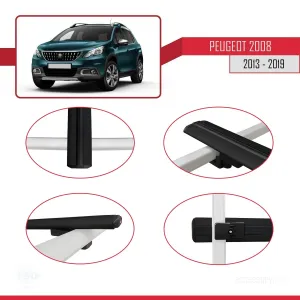 Peugeot 2008 2013-2019 Arası ile uyumlu Basic Model Ara Atkı Tavan Barı SİYAH 3 ADET thumb 4