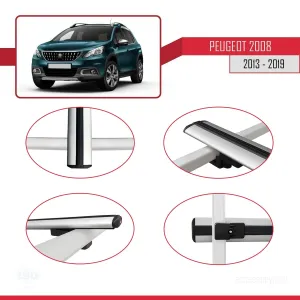 Peugeot 2008 2013-2019 Arası ile uyumlu Basic Model Ara Atkı Tavan Barı GRİ 3 ADET thumb 4