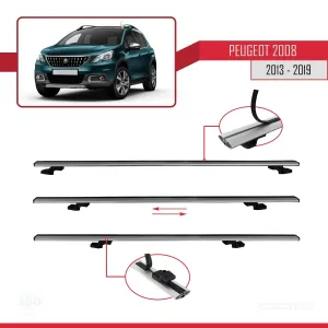 Peugeot 2008 2013-2019 Arası ile uyumlu Basic Model Ara Atkı Tavan Barı GRİ 3 ADET thumb 5