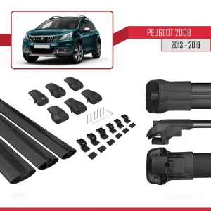 Peugeot 2008 2013-2019 Arası ile uyumlu ACE-1 Ara Atkı Tavan Barı SİYAH 3 ADET BAR thumb 5
