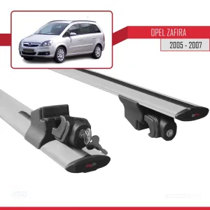 Opel Zafira 2005-2007 Arası ile uyumlu HOOK Model Anahtar Kilitli Ara Atkı Tavan Barı GRİ thumb 5