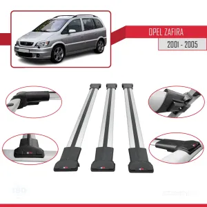 Opel Zafira 2001-2005 Arası ile uyumlu FLY Model Ara Atkı Tavan Barı GRİ 3 ADET BAR thumb 5