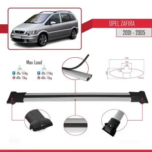 Opel Zafira 2001-2005 Arası ile uyumlu FLY Model Ara Atkı Tavan Barı GRİ thumb 4