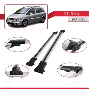 Opel Zafira 2001-2005 Arası ile uyumlu FLY Model Ara Atkı Tavan Barı GRİ thumb 5