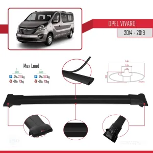 Opel Vivaro 2014-2019 Arası ile uyumlu FLY Model Ara Atkı Tavan Barı SİYAH 3 ADET BAR thumb 4