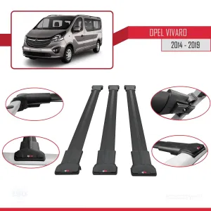 Opel Vivaro 2014-2019 Arası ile uyumlu FLY Model Ara Atkı Tavan Barı SİYAH 3 ADET BAR thumb 5