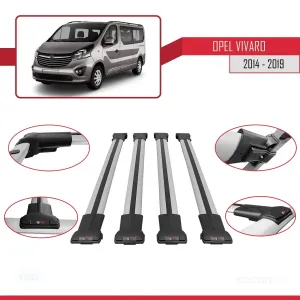 Opel Vivaro 2014-2019 Arası ile uyumlu FLY Model Ara Atkı Tavan Barı GRİ 4 ADET BAR thumb 5