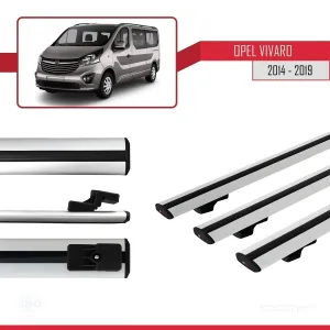 Opel Vivaro 2014-2019 Arası ile uyumlu Basic Model Ara Atkı Tavan Barı GRİ 3 ADET thumb 3