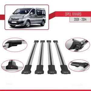 Opel Vivaro 2001-2014 Arası ile uyumlu FLY Model Ara Atkı Tavan Barı GRİ 4 ADET BAR thumb 5