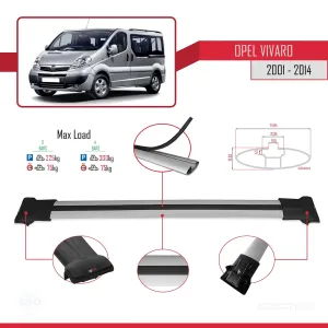 Opel Vivaro 2001-2014 Arası ile uyumlu FLY Model Ara Atkı Tavan Barı GRİ 3 ADET BAR thumb 4