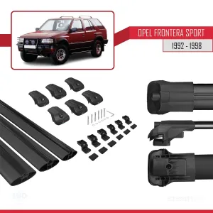 Opel Frontera Sport 1992-1998 Arası ile uyumlu ACE-1 Ara Atkı Tavan Barı SİYAH 3 ADET BAR thumb 5