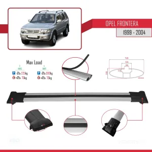 Opel Frontera 1999-2004 Arası ile Uyumlu FLY Model Ara Atkı Tavan Barı GRİ 3 ADET BAR thumb 4