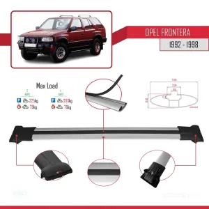 Opel Frontera 1992-1998 Arası ile Uyumlu FLY Model Ara Atkı Tavan Barı GRİ 3 ADET BAR thumb 4