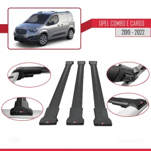 Opel Combo (E) PANELVAN 2019-2022 Arası ile uyumlu FLY Model Ara Atkı Tavan Barı SİYAH 3 ADET BAR thumb 4
