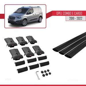 Opel Combo (E) PANELVAN 2019-2022 Arası ile uyumlu FLY Model Ara Atkı Tavan Barı SİYAH 3 ADET BAR thumb 5