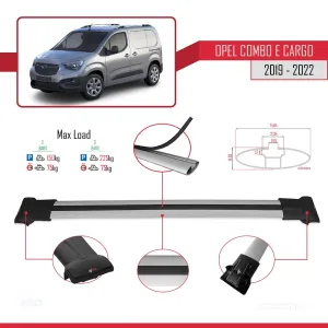 Opel Combo (E) PANELVAN 2019-2022 Arası ile Uyumlu FLY Model Ara Atkı Tavan Barı GRİ thumb 4