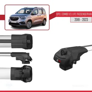 Opel Combo (E) Life PASSENGERVAN 2019-2023 Arası ile uyumlu ACE-1 Ara Atkı Tavan Barı GRİ 4 ADET BAR thumb 5