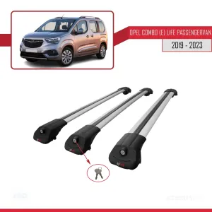 Opel Combo (E) Life PASSENGERVAN 2019-2023 Arası ile uyumlu ACE-1 Ara Atkı Tavan Barı GRİ 3 ADET BAR thumb 4