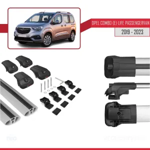Opel Combo (E) Life PASSENGERVAN 2019-2023 Arası ile uyumlu ACE-1 Ara Atkı Tavan Barı GRİ thumb 5