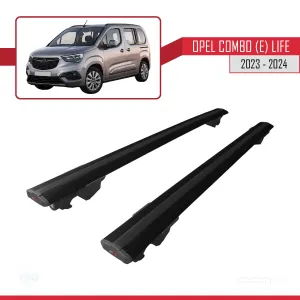 Opel Combo (E) Life 2023 ve Sonrası ile uyumlu HOOK Model Anahtar Kilitli Ara Atkı Tavan Barı SİYAH thumb 4