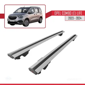 Opel Combo (E) Life 2023 ve Sonrası ile uyumlu HOOK Model Anahtar Kilitli Ara Atkı Tavan Barı GRİ thumb 4