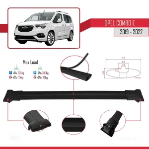 Opel Combo (E) 2019-2022 Arası ile uyumlu FLY Model Ara Atkı Tavan Barı SİYAH 3 ADET BAR thumb 3
