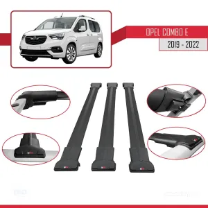 Opel Combo (E) 2019-2022 Arası ile uyumlu FLY Model Ara Atkı Tavan Barı SİYAH 3 ADET BAR thumb 4