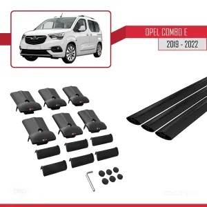 Opel Combo (E) 2019-2022 Arası ile uyumlu FLY Model Ara Atkı Tavan Barı SİYAH 3 ADET BAR thumb 5