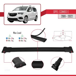 Opel Combo (E) 2019-2022 Arası ile Uyumlu FLY Model Ara Atkı Tavan Barı SİYAH thumb 4