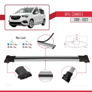 Opel Combo (E) 2019-2022 Arası ile uyumlu FLY Model Ara Atkı Tavan Barı GRİ 4 ADET BAR thumb 3