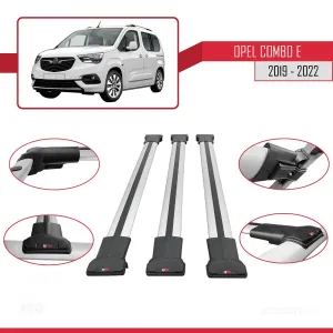 Opel Combo (E) 2019-2022 Arası ile uyumlu FLY Model Ara Atkı Tavan Barı GRİ 3 ADET BAR thumb 4
