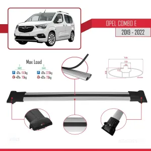 Opel Combo (E) 2019-2022 Arası ile Uyumlu FLY Model Ara Atkı Tavan Barı GRİ thumb 4
