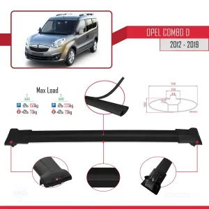 Opel Combo (D) 2012-2018 Arası ile uyumlu FLY Model Ara Atkı Tavan Barı SİYAH thumb 4