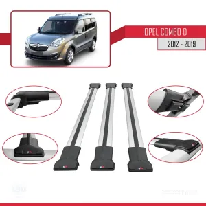 Opel Combo (D) 2012-2018 Arası ile uyumlu FLY Model Ara Atkı Tavan Barı GRİ 3 ADET BAR thumb 5