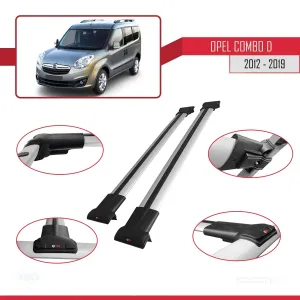 Opel Combo (D) 2012-2018 Arası ile uyumlu FLY Model Ara Atkı Tavan Barı GRİ thumb 5