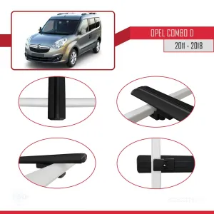 Opel Combo (D) 2012-2018 Arası ile uyumlu Basic Model Ara Atkı Tavan Barı SİYAH 3 ADET thumb 4